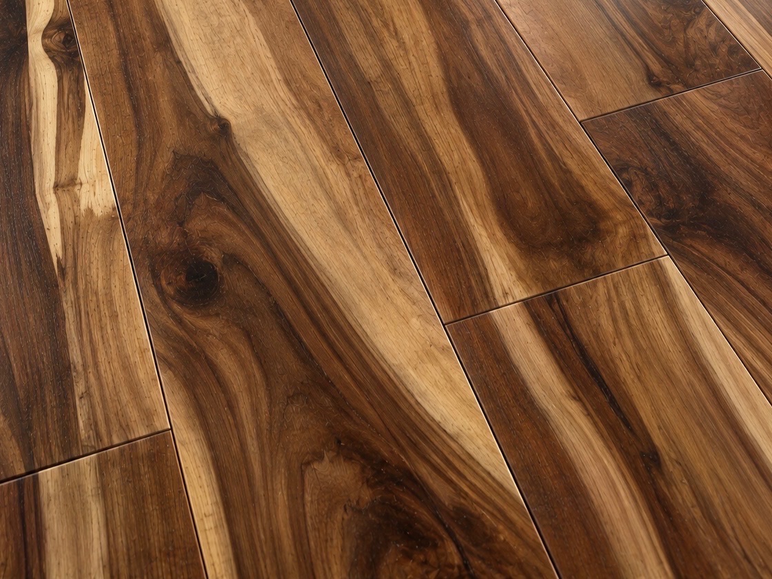 Acacia hardwood planks with dramatic light and dark contrast